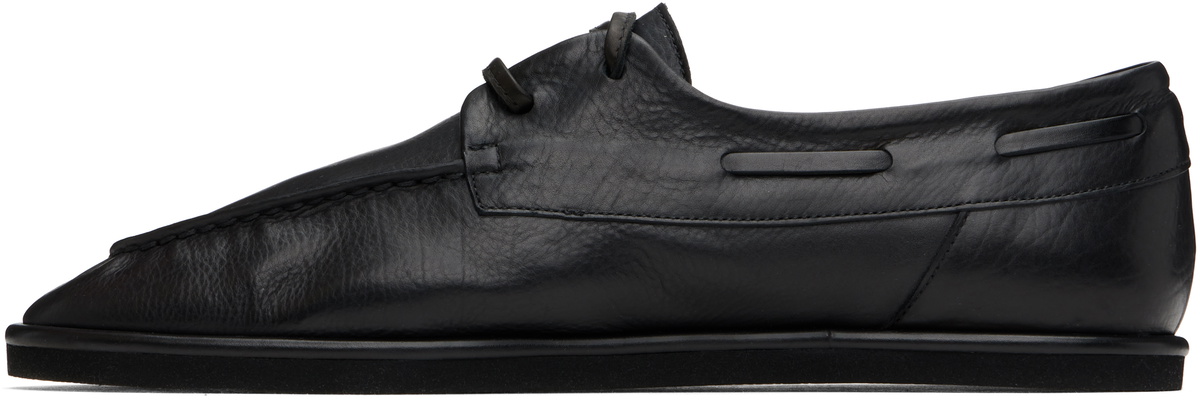 AURALEE Black Soft Leather Deck Shoes Auralee