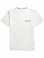 Thom Browne - Slim-Fit Grosgrain-Trimmed Cotton-Jersey T-Shirt - White