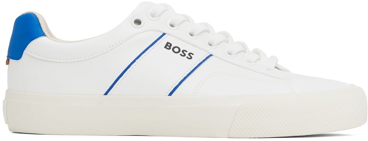 Photo: BOSS White Cupsole Lace-Up Sneakers