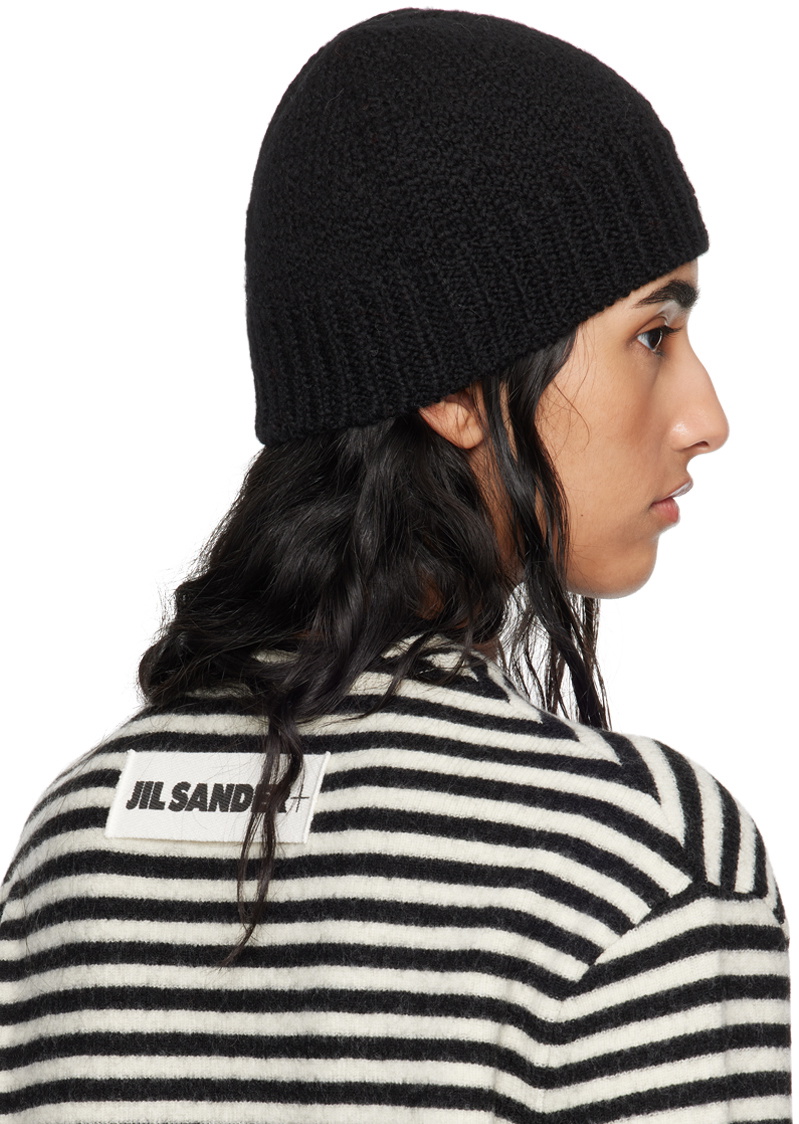 Jil Sander Black Irregular Texture Wool Beanie