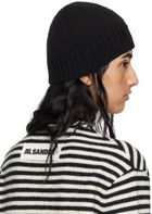 Jil Sander Black Irregular Texture Wool Beanie