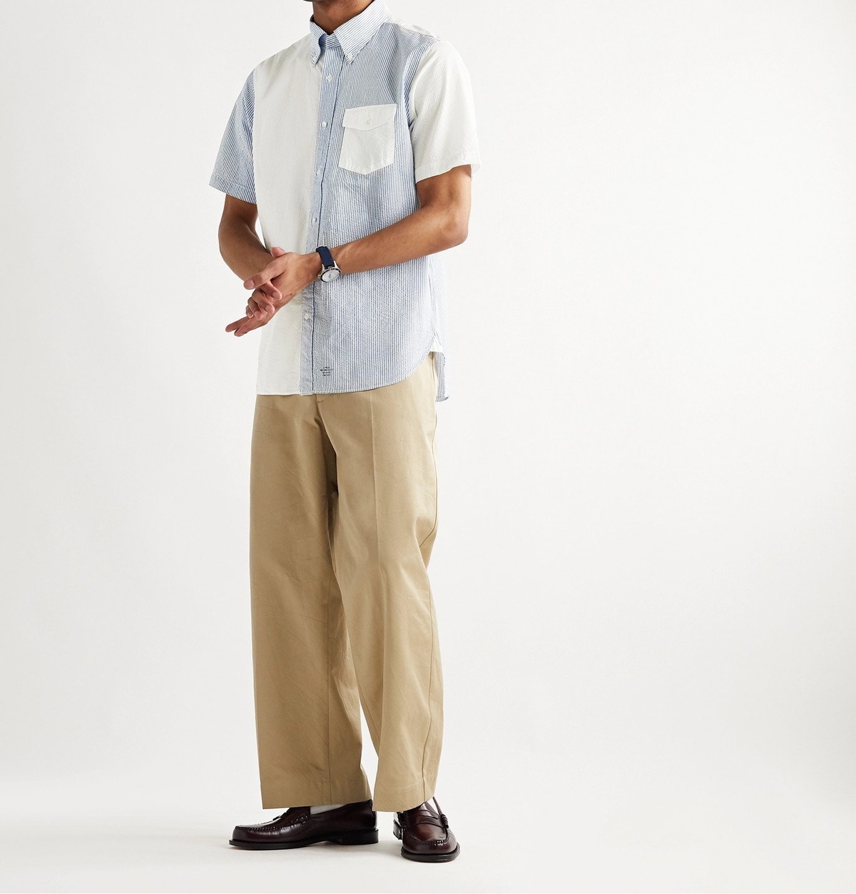 J.Press - Irving Button-Down Collar Striped Cotton-Seersucker Shirt - Blue