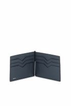 VALEXTRA leather bifold money clip wallet Blue