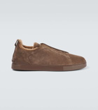 Zegna Triple Stitch shearling-lined suede sneakers