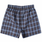 Sunspel Men's Woven Boxer Short in Navy Check