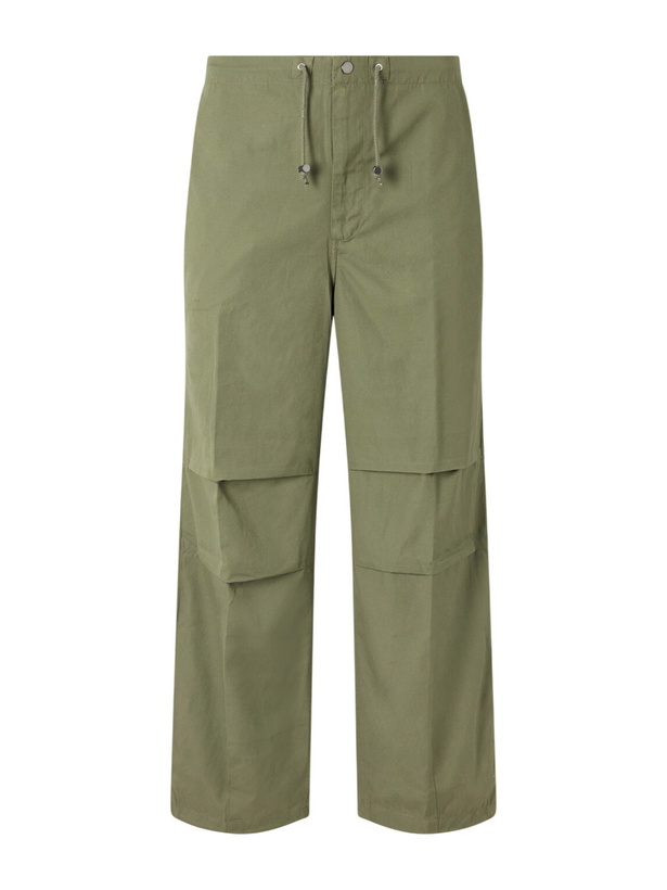 Photo: 3sixteen - Trooper Straight-Leg Drawstring Cotton-Canvas Trousers - Green
