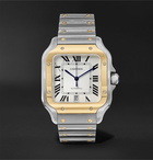 Cartier - Santos Automatic 39.8mm 18-Karat Gold Interchangeable Stainless Steel and Leather Watch - Men - White