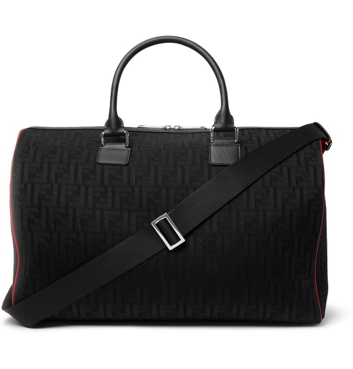 Photo: Fendi - Leather-Trimmed Logo-Jacquard Mesh Duffle Bag - Black