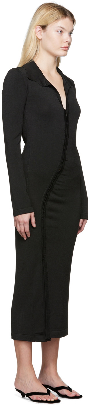 Olēnich Black Gathered Midi Dress