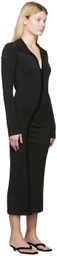 Olēnich Black Gathered Midi Dress
