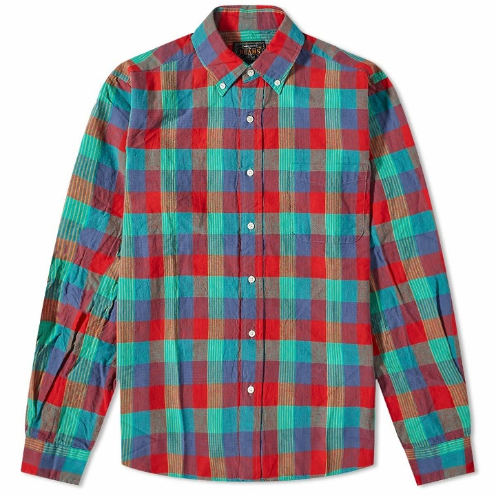 Photo: Beams Plus Men's BD Indian Madras Check Shirt in Red