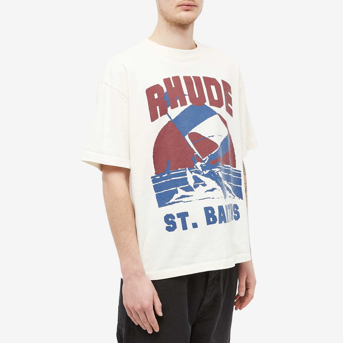 Rhude Men's Windsurf T-Shirt in Vtg White Rhude