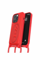 Diesel Necklace case oval D for i Phone 14 Pro - Phone cases with lanyard - Unisex - Red