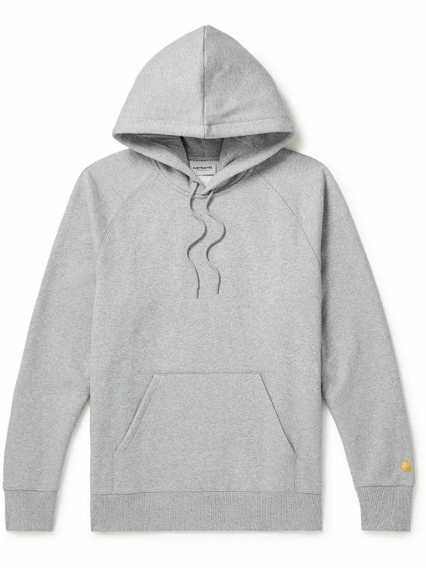 Photo: Carhartt WIP - Chase Logo-Embroidered Cotton-Blend Jersey Hoodie - Gray
