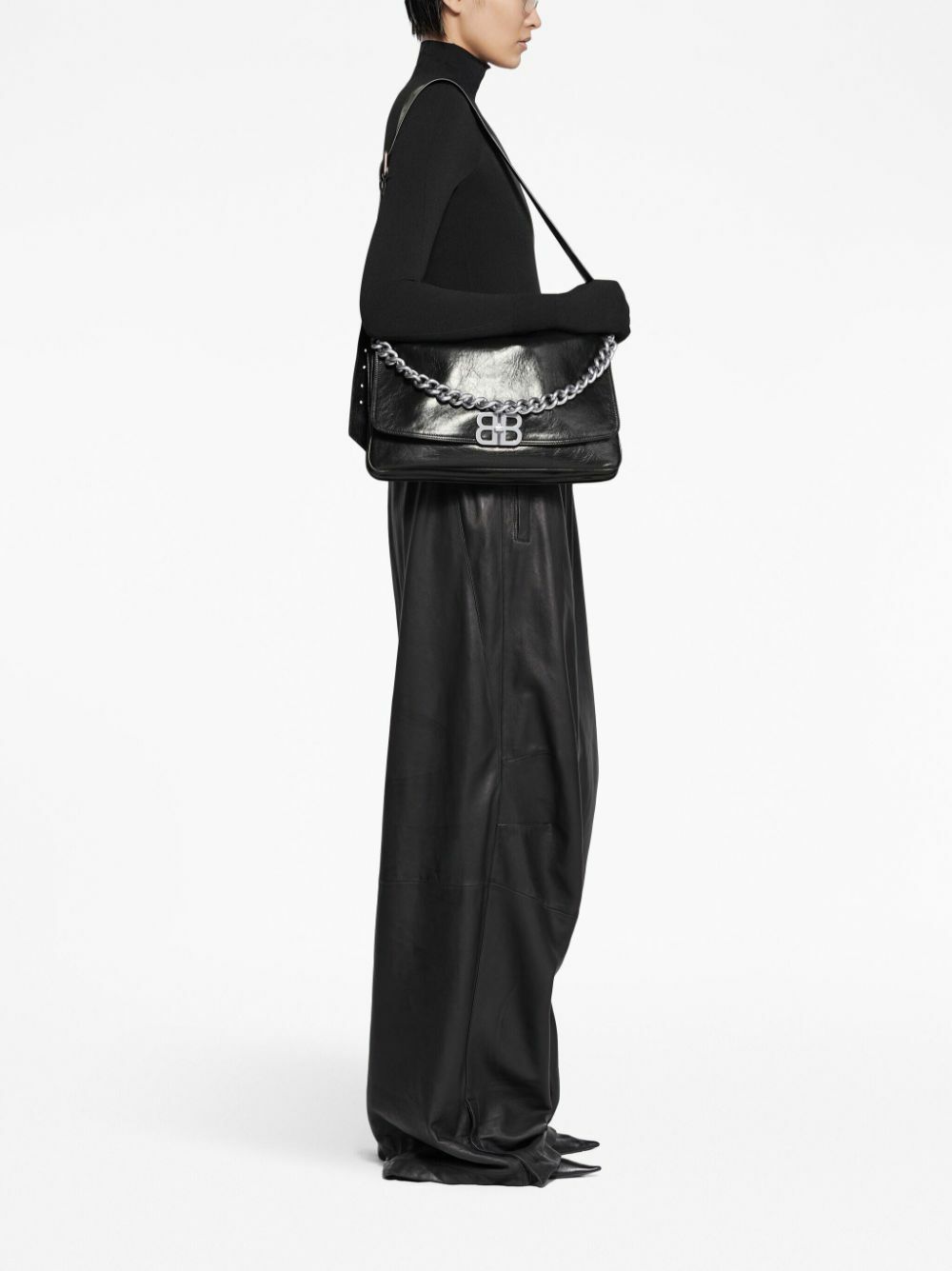 【しゅ】BALENCIAGA 3B SPORTS LEATHERTRACK 3B Sports Icon leather track jacket in black - Balenciaga | Mytheresa