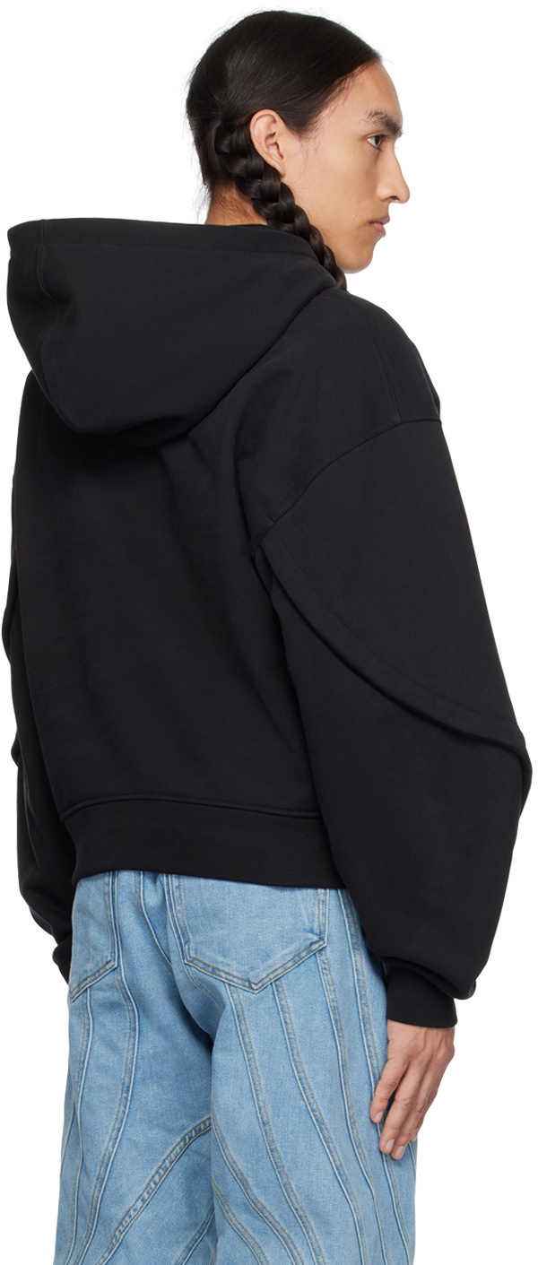 Mugler Black Cropped Hoodie