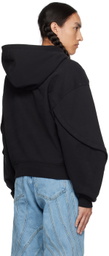 Mugler Black Cropped Hoodie