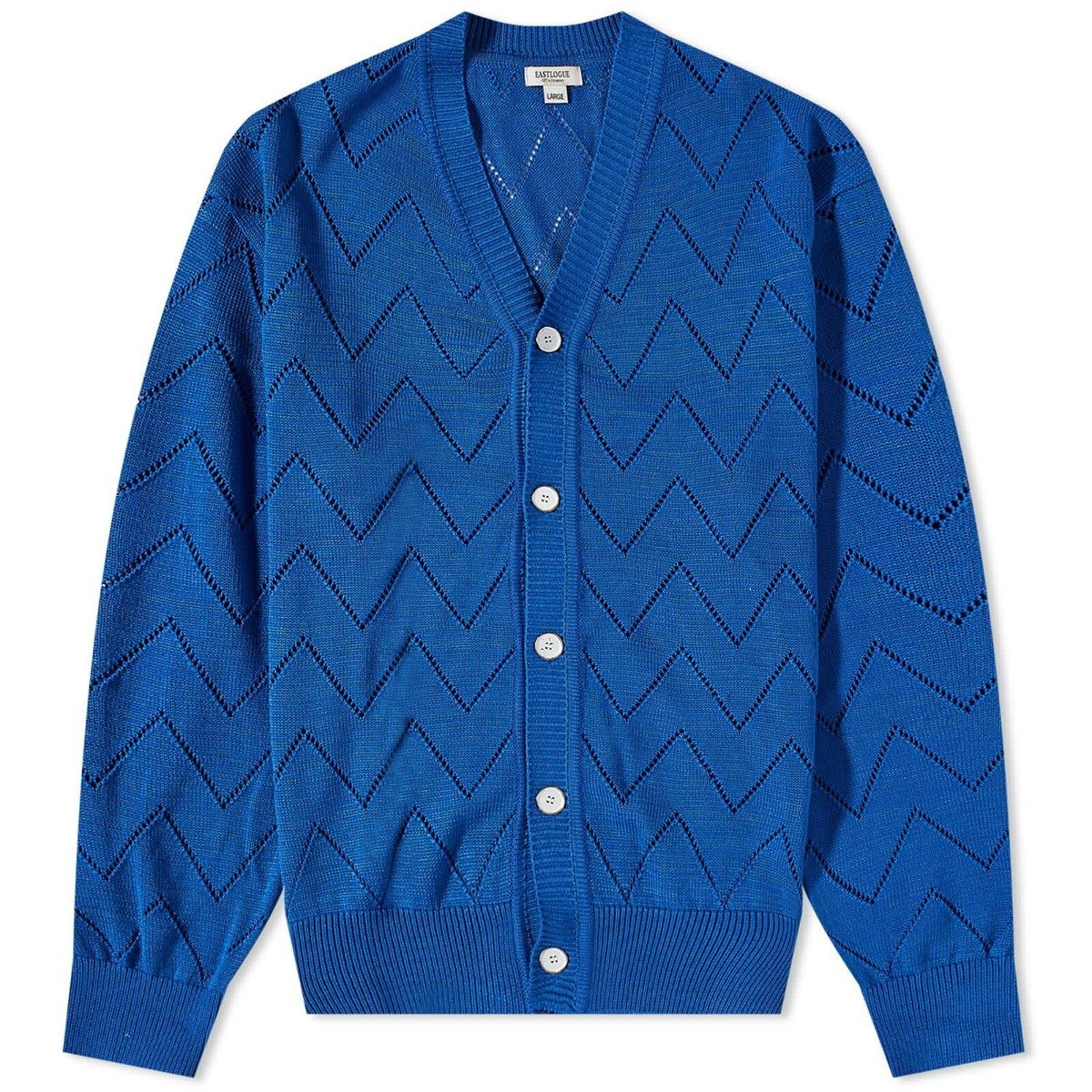 Eastlogue Men's Comb Pattern Cardigan in Blue Eastlogue