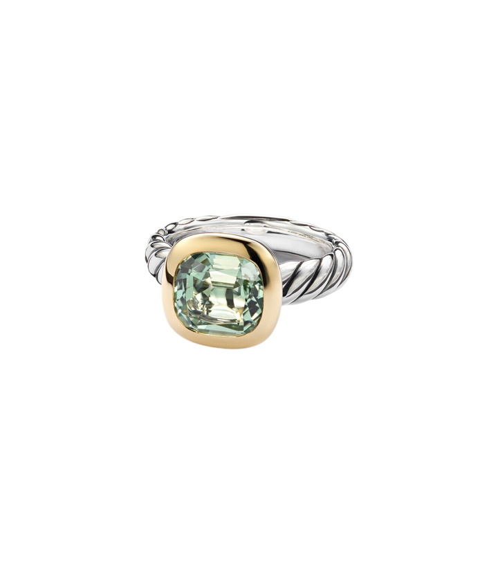 Photo: David Yurman DY Mercer® sterling silver and 18kt gold ring with prasiolite