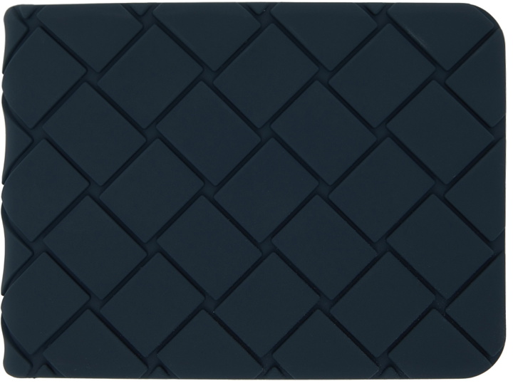 Photo: Bottega Veneta Navy Rubber Bifold Wallet