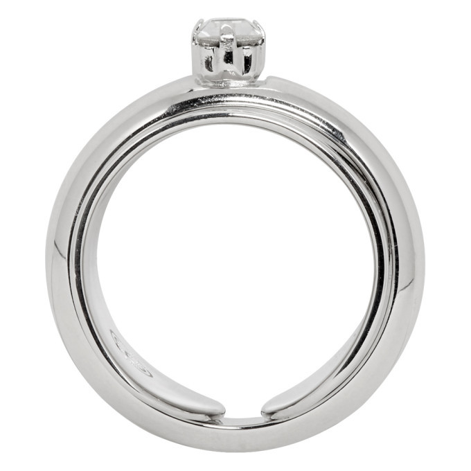 MM6 Maison Margiela Silver Double Ring Set MM6 Maison Margiela