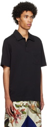 Dries Van Noten Black Buttoned Polo