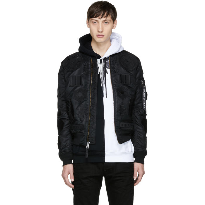 Marcelo Burlon County of Milan Black Alpha Industries Edition MA-1 Bomber  Jacket Marcelo Burlon County of Milan