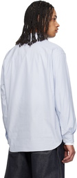 Comme des Garçons Homme Blue & White Broad Stripes Laser Cut Shirt