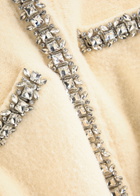 Self-portrait Crystal-embellished Knitted Cardigan Cream