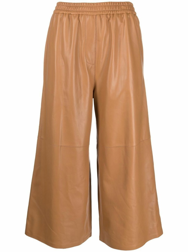 Photo: LOEWE - Cropped Wide-leg Leather Trousers