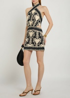 Johanna Ortiz Tide Strength Patterned Linen Mini Dress Black