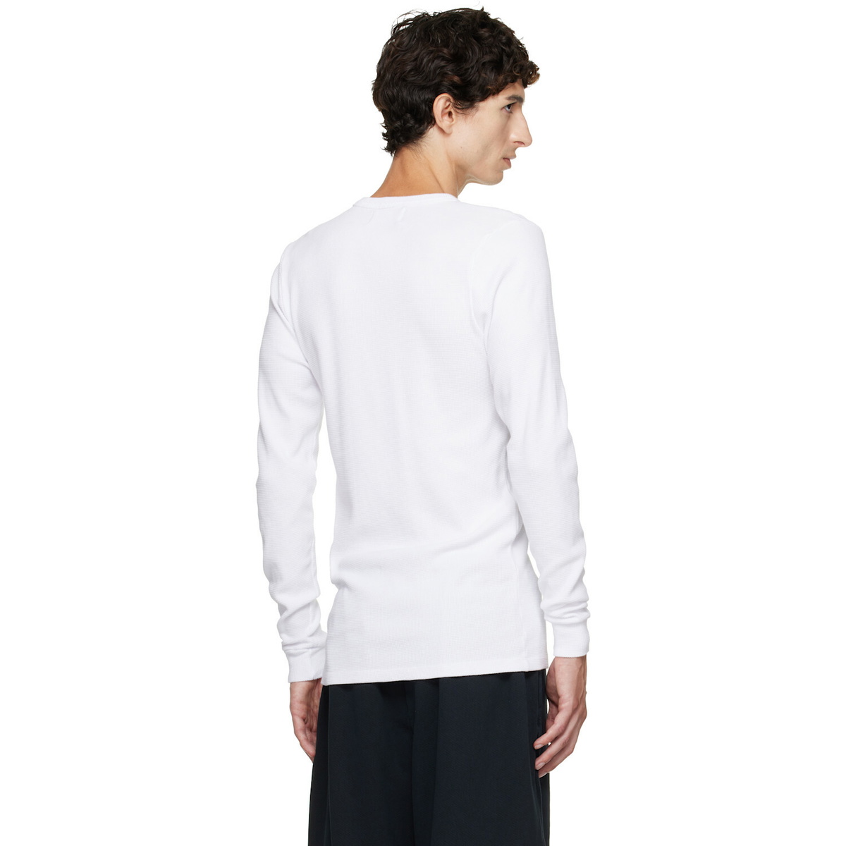 Les Tien White Thermal Fitted Long Sleeve T-shirt