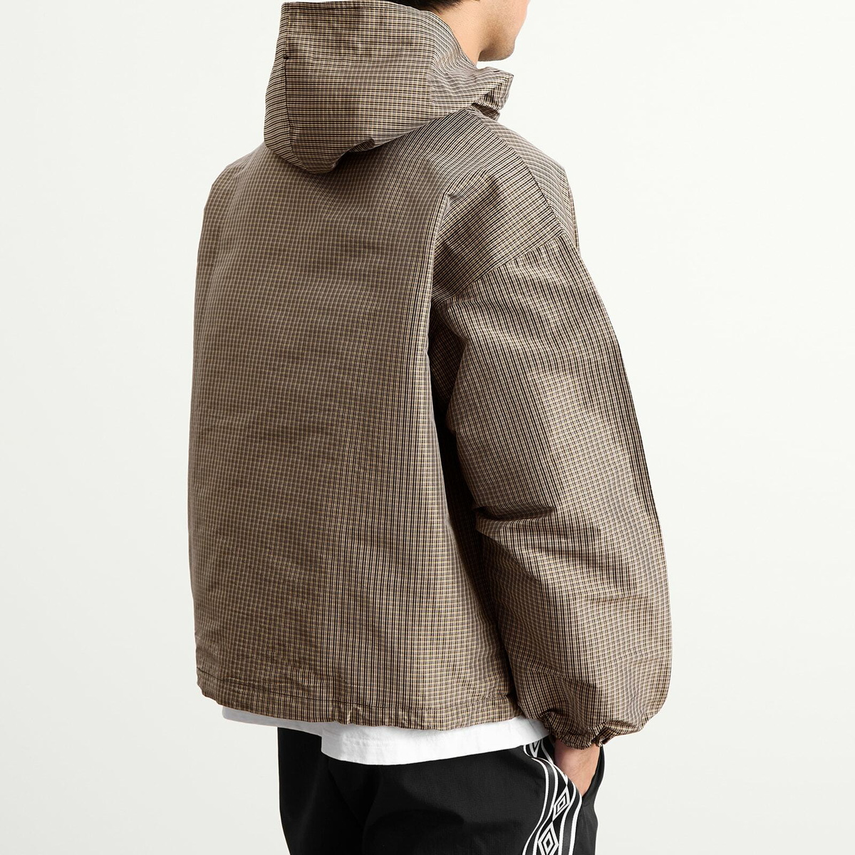 Umbro by Slam Jam Men's Masked Check Anorak in Beige Black Umbro