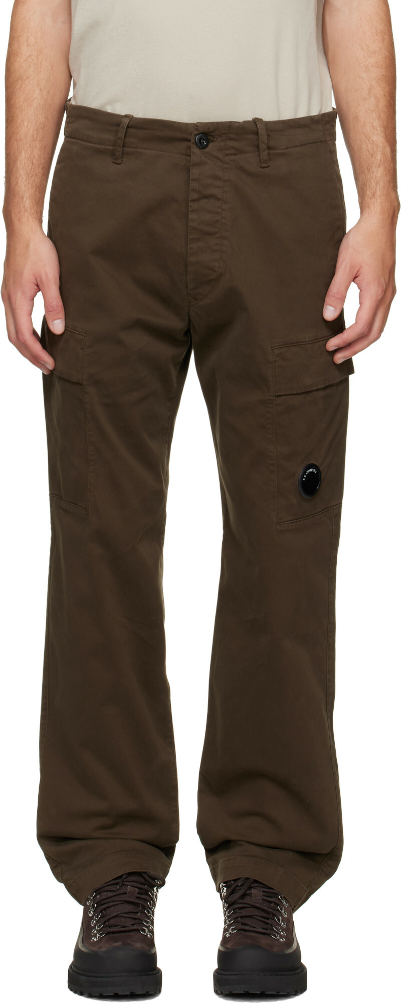 C.P. Company Khaki Stretch Sateen Regular Cargo Pants