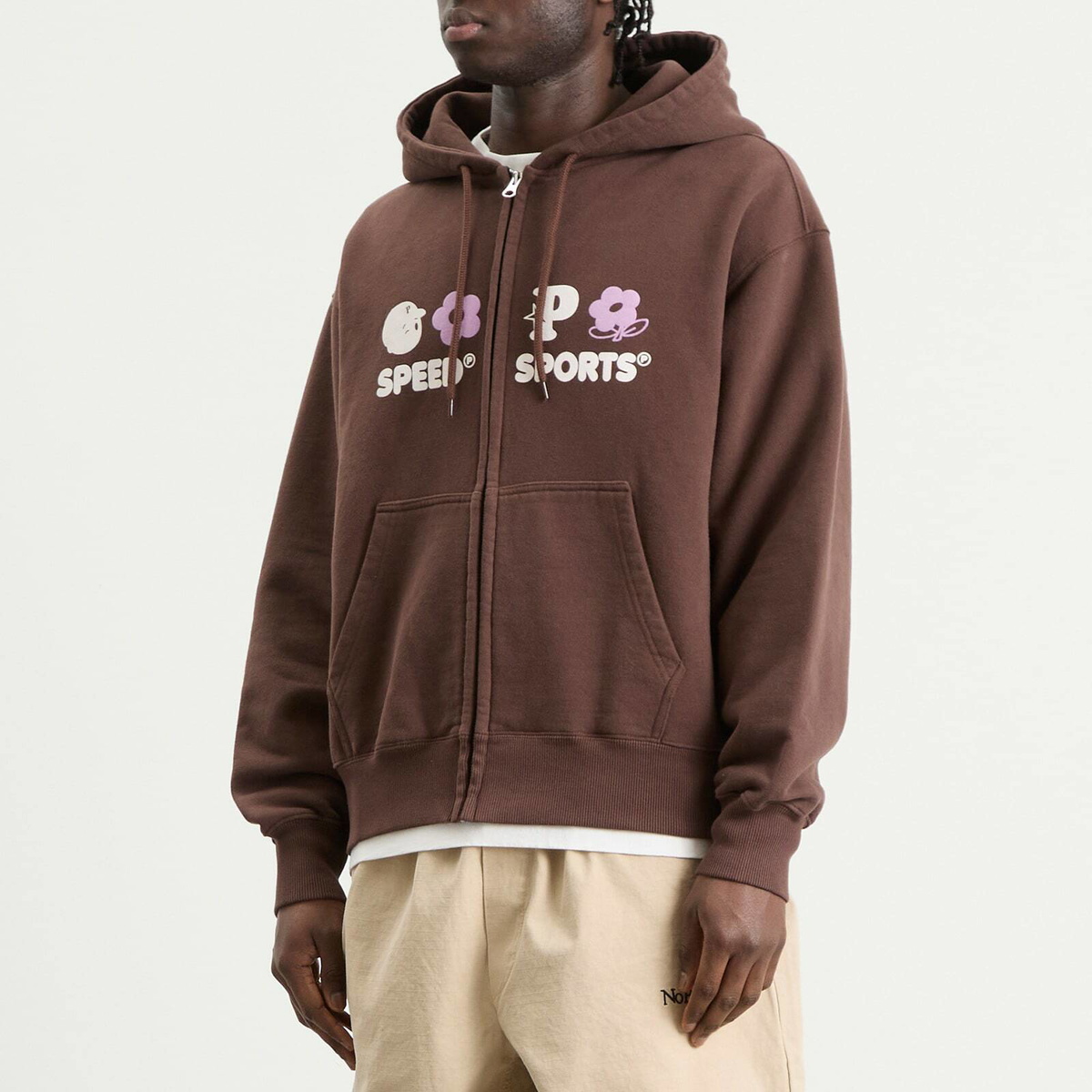 Pawa Speed Sports Men's Multi Monogram Zip Hoodie in Chocolate