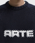 Arte Antwerp Pixel Front Knit Blue Mens Pullover