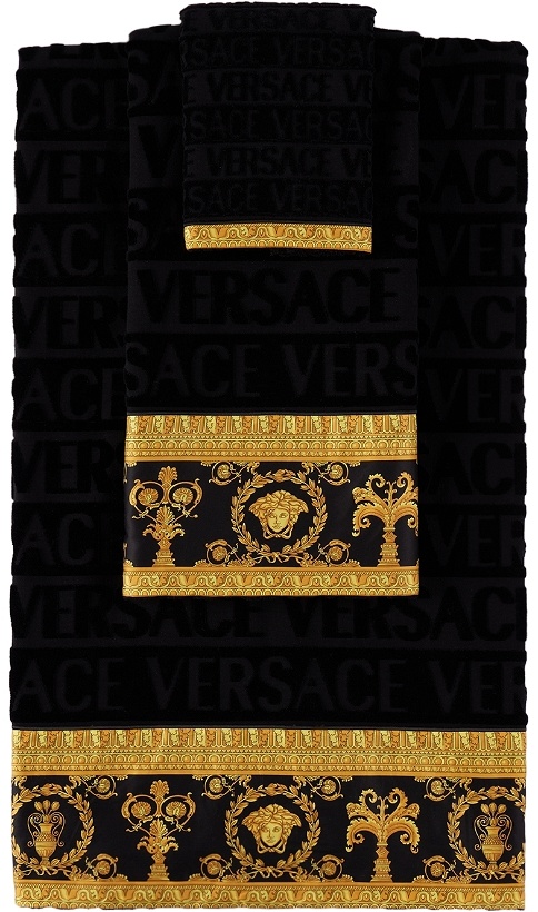 Photo: Versace Black 'I Heart Baroque' Towel Set