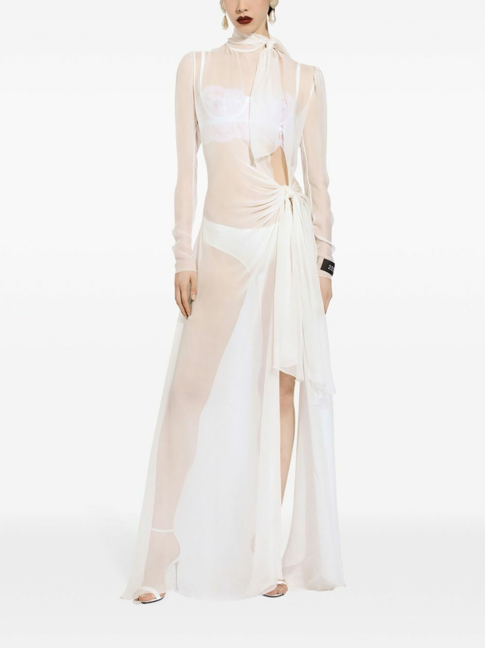 Dolce & Gabbana White Sheer Silk Maxi Dress Dolce & Gabbana