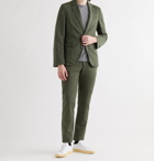 OFFICINE GÉNÉRALE - Paul Slim-Fit Belted Garment-Dyed Cotton and Linen-Blend Suit Trousers - Green