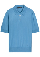 Dolce & Gabbana Logo-embroidered Silk Polo Shirt Blue