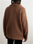 Alanui - Finest Shawl-Collar Ribbed Cashmere and Silk-Blend Cardigan - Brown