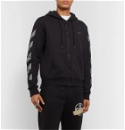 Off-White - Glow-In-The-Dark Printed Loopback Cotton-Jersey Hoodie - Black