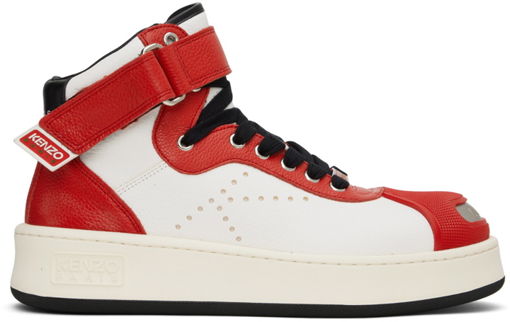 Photo: Kenzo Red & White Hoops Trainer Sneakers