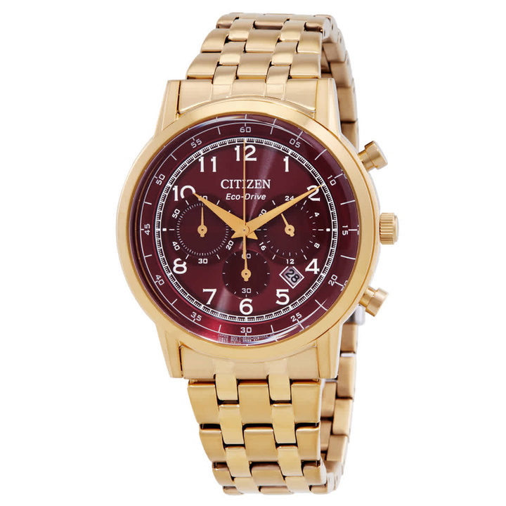 Photo: Citizen Eco-Drive Chronograph Red Dial Mens Watch CA4632-58X