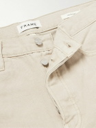 FRAME - Distressed Straight-Leg Cotton-Canvas Shorts - Neutrals