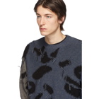 Stella McCartney Navy and Grey Intarsia Leopard Sweater