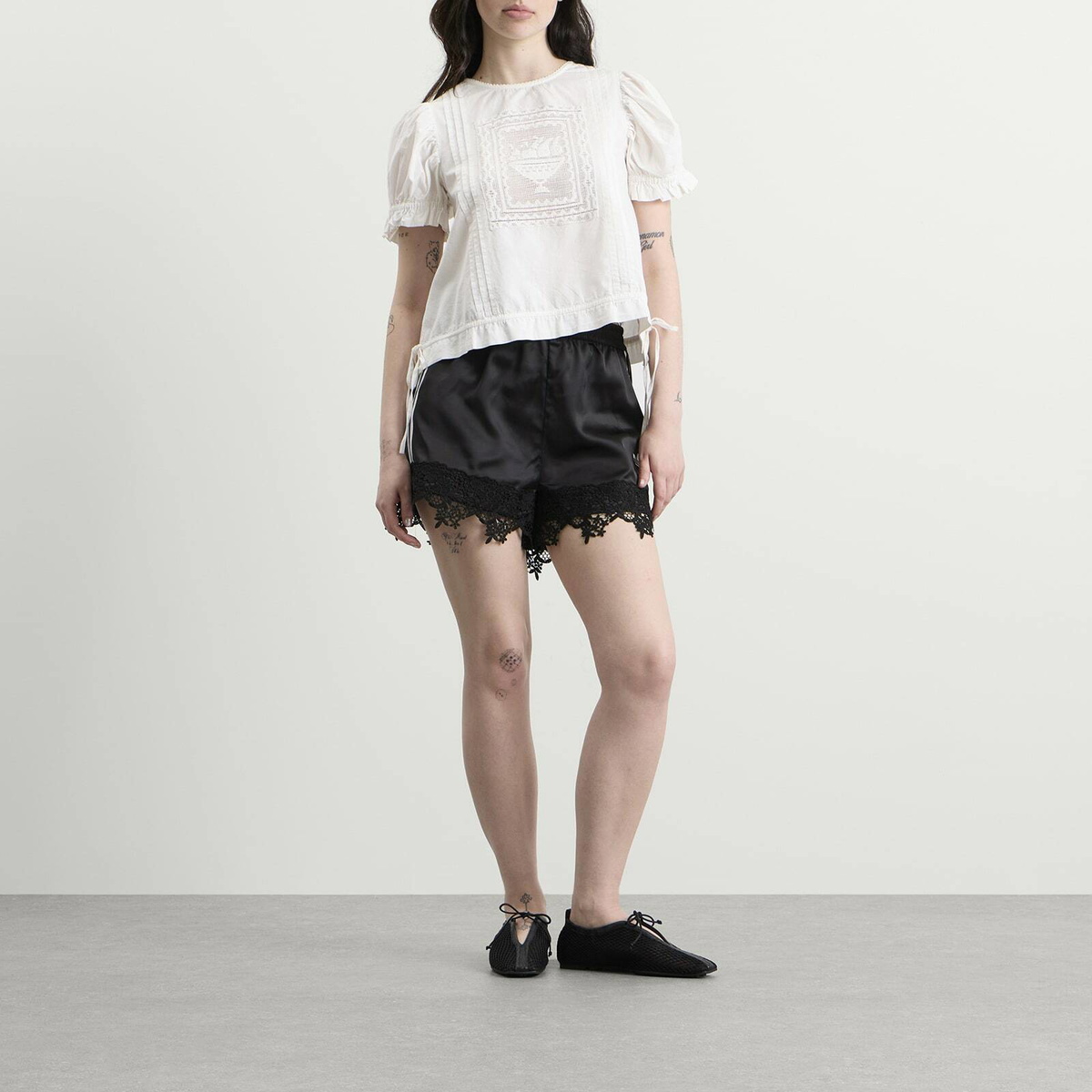 Adidas Women's Firebird Satin Lace Track Short in Black