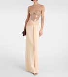 David Koma Sequined cady and mesh corset gown