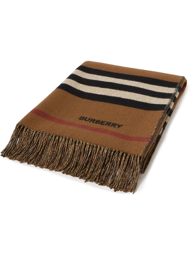 Photo: Burberry - Fringed Striped Cashmere and Wool-Blend Blanket