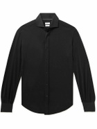 Brunello Cucinelli - Cutaway-Collar Silk and Cotton-Blend Shirt - Black